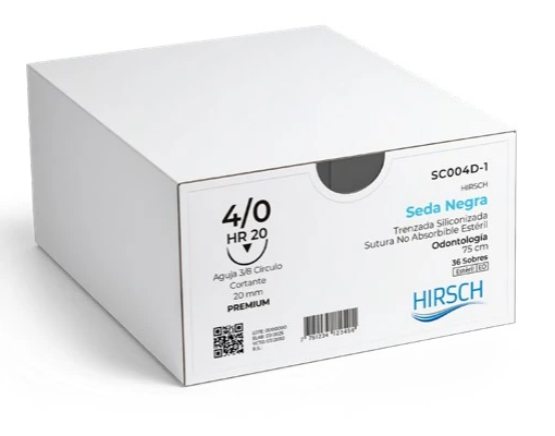 Caja de sutura odontológica Seda Negra HIRSCH